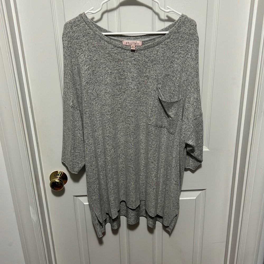 Plus size high low 3/4 sleeve